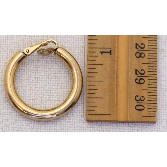 Vintage Gold Tone Minimalist Ring Hoop Earrings by Bergere - K1 - Picture 2 of 2